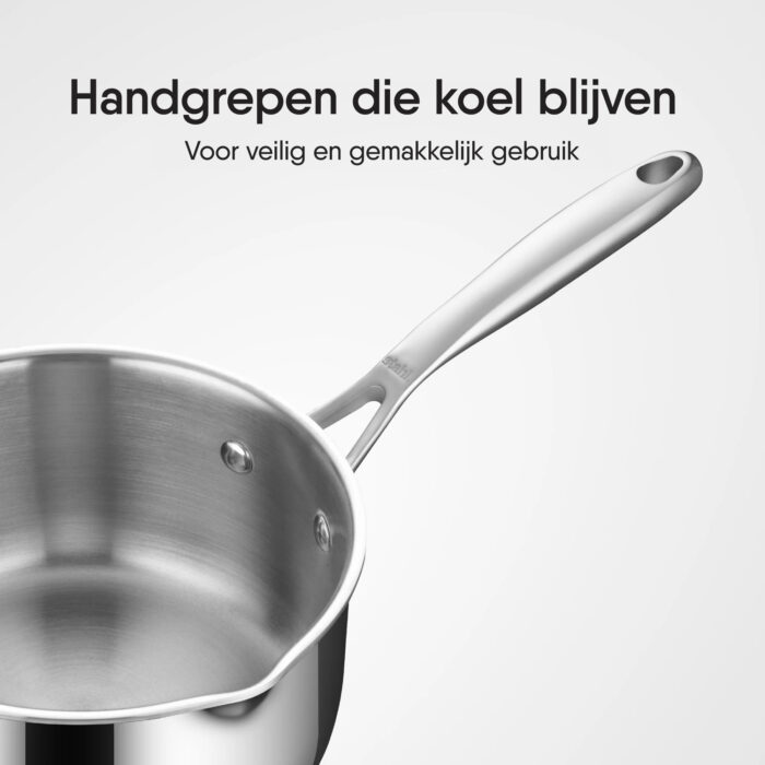 Stahl - Triply Steelpan met Glazen Afgiet deksel - 16 cm - PFAS Vrij - Afbeelding 5