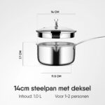 Stahl - Triply Steelpan met Glazen Afgiet deksel - 14 cm - PFAS Vrij - Afbeelding 6