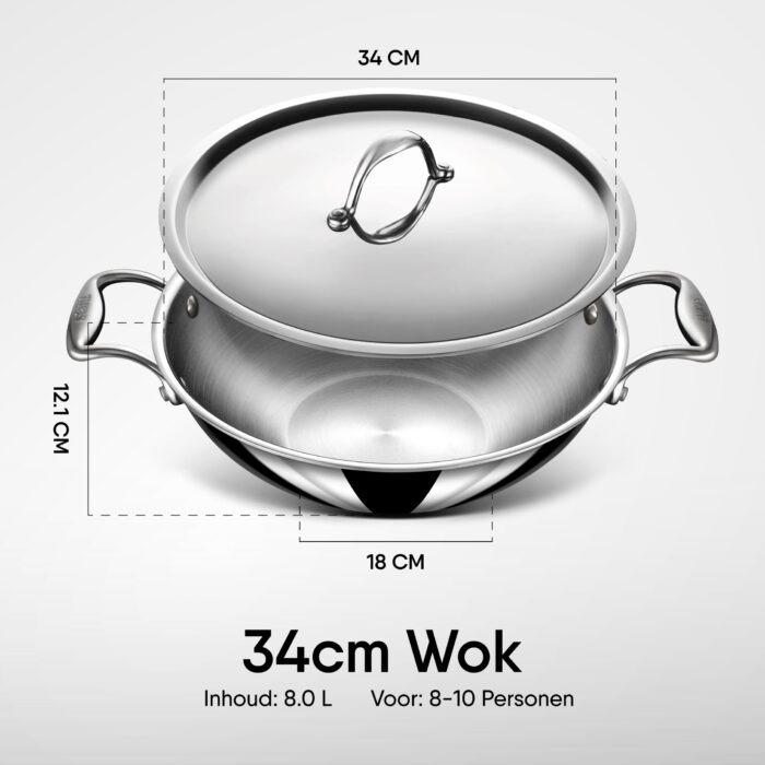 Stahl - Triply Wok - 34 cm - PFAS Vrij - Incl. Deksel - Afbeelding 10