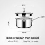 Stahl - Triply Steelpan met Glazen Afgiet deksel - 18 cm - PFAS Vrij - Afbeelding 6