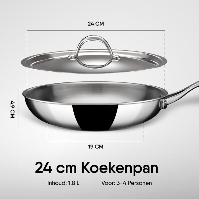 Stahl - Triply Koekenpan - Set 2-Delig - 24 cm/20 cm - PFAS vrij - Afbeelding 8